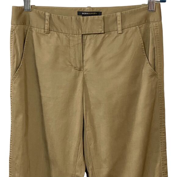 109. BCBG Denise The Tuxedo Cotton Khaki Pant Trousers Size 0 Straight Low Rise - Picture 4 of 12